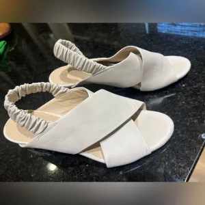 Cole Haan White Sandals with wide straps and snake print heel