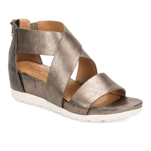 Comfortiva Anthracite Pacifica Leather Wedge Sandals Womens Size 6 Wide
