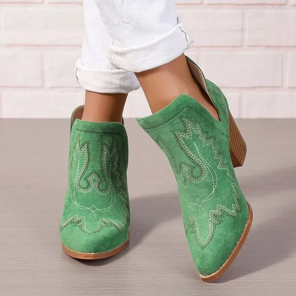 Cowboy Boots for Women Cowgirl Ankle Western Embroidered Stitched Pointed Toe