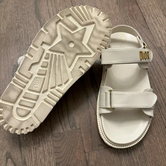 Cream Sandals with Gold Details, Size 8