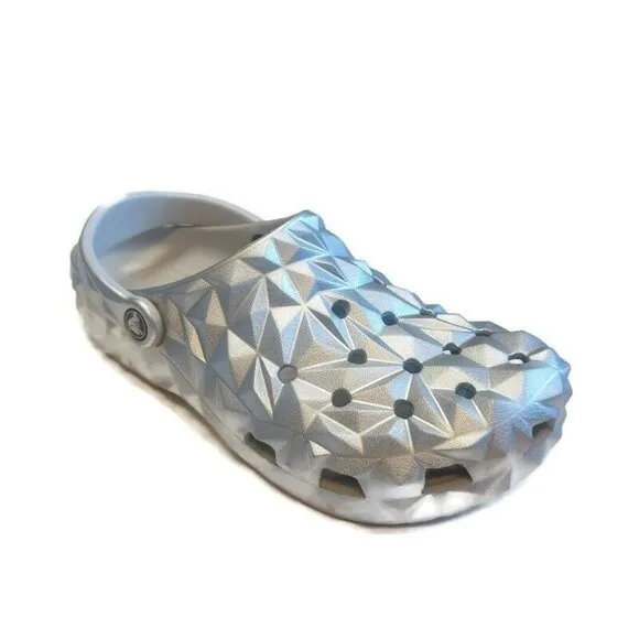 CROCS Classic Geometric Clog Sandals Mens Size 8 Womens Size 10 Metallic Silver