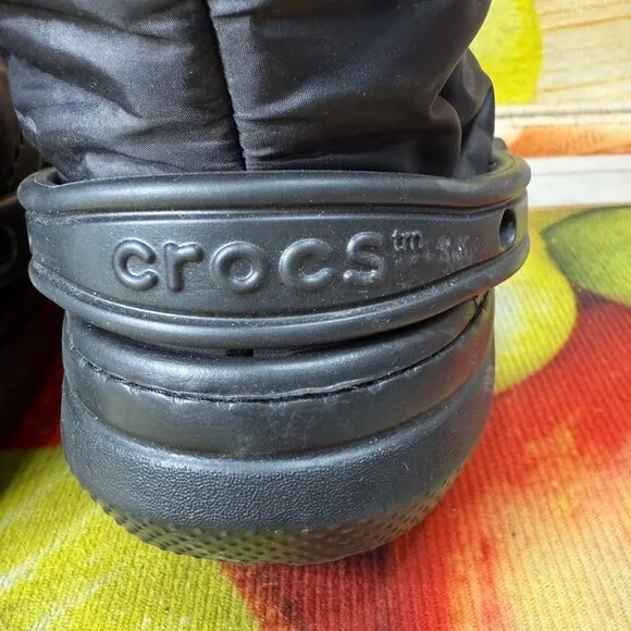 Crocs M7/W9 Black Winter Boots With Faux Fur Lining &amp; Adjustable Drawstring