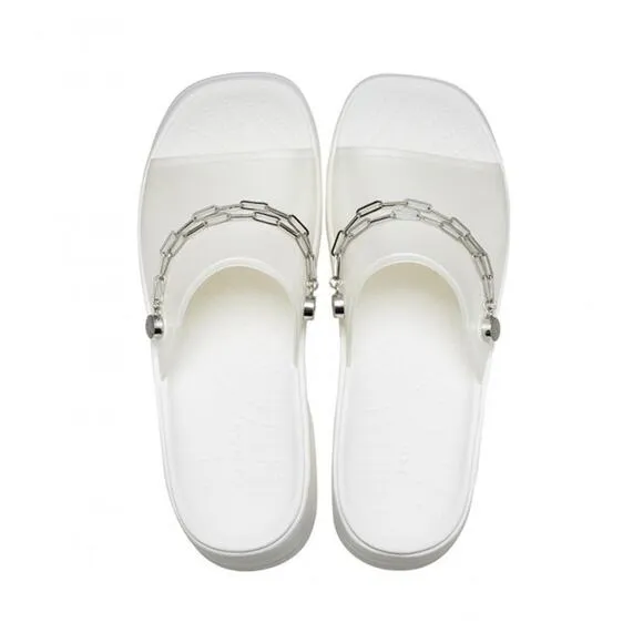 Crocs skyline chain slide size 10 / 9.5 pearl white platform sandals