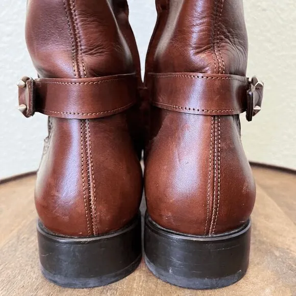 Cuadra Honey Brown Riding Style Bovine Knee High Tall Boots Women's Size 26 US 9