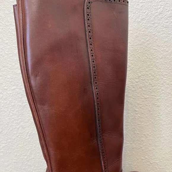 Cuadra Honey Brown Riding Style Bovine Knee High Tall Boots Women's Size 26 US 9