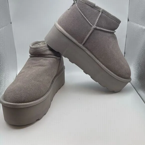CUSHIONAIRE Hippy Women’s Platform Ankle Boots  SIZE 8 GREY