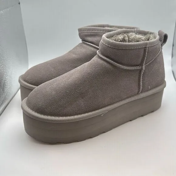CUSHIONAIRE Hippy Women’s Platform Ankle Boots  SIZE 8 GREY