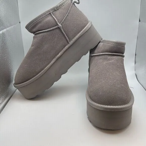CUSHIONAIRE Hippy Women’s Platform Ankle Boots  SIZE 8 GREY