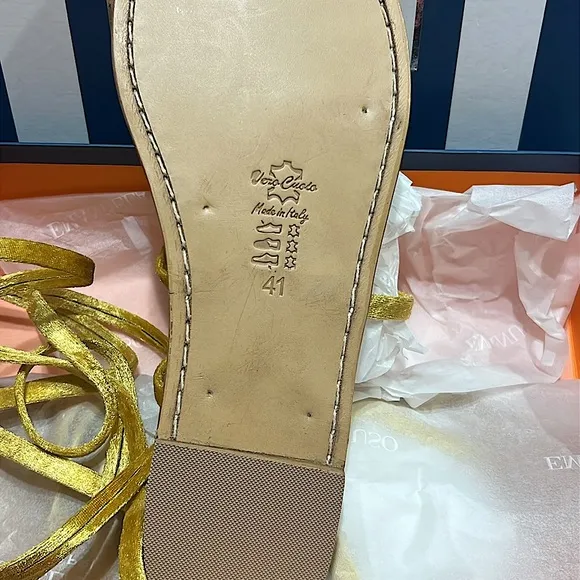 Custom Made Emanuela Caruso Velvet Lace-up Sandals made in Capri Italy - NIB