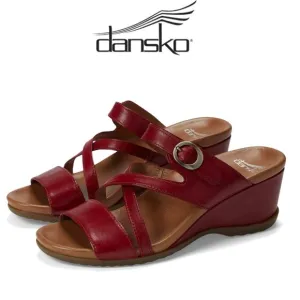 DANSKO ANA GLAZED KID LEATHER RED WEDGE SANDALS **NIB**