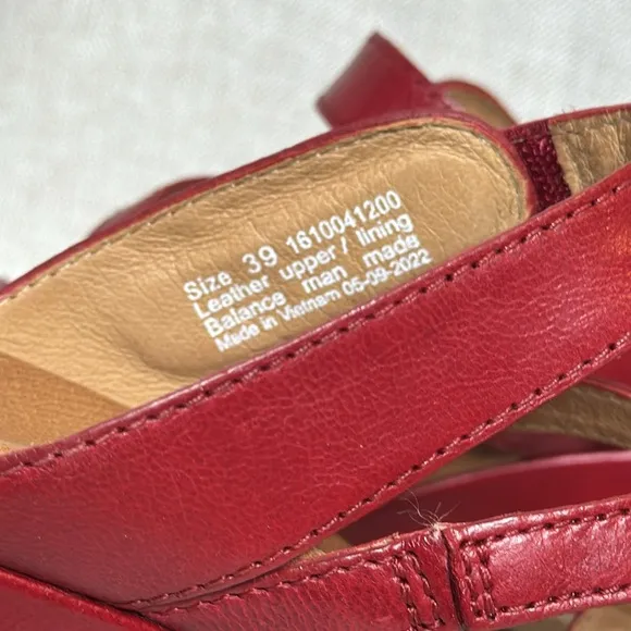 DANSKO ANA GLAZED KID LEATHER RED WEDGE SANDALS **NIB**