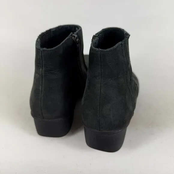 Dansko Larkin Ankle Boots Women's 8.5 Black Nubuck Side-Zip Round Toe Booties