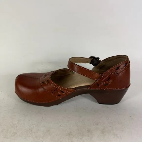 Dansko Madigan Pottery Mary Jane Sandals Women's 8 Brown Leather Ankle Strap