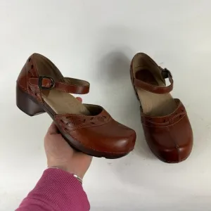 Dansko Madigan Pottery Mary Jane Sandals Women's 8 Brown Leather Ankle Strap