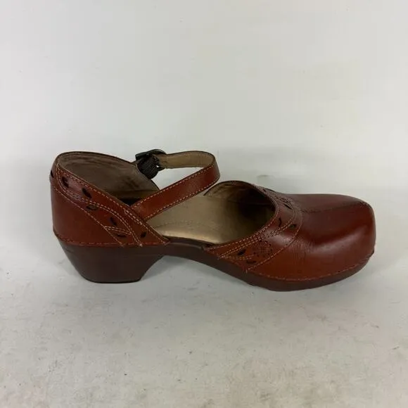 Dansko Madigan Pottery Mary Jane Sandals Women's 8 Brown Leather Ankle Strap