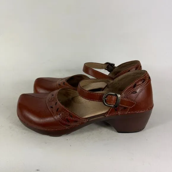 Dansko Madigan Pottery Mary Jane Sandals Women's 8 Brown Leather Ankle Strap