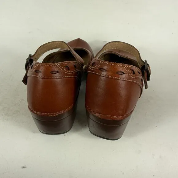 Dansko Madigan Pottery Mary Jane Sandals Women's 8 Brown Leather Ankle Strap