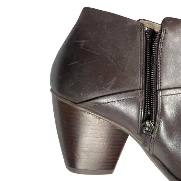 Dansko Miley Ankle Boot Leather Side Zip Brown Shoe Bootie Heel Women's 41