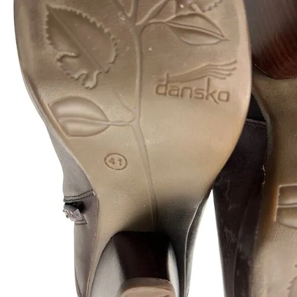 Dansko Miley Ankle Boot Leather Side Zip Brown Shoe Bootie Heel Women's 41