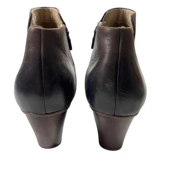 Dansko Miley Ankle Boot Leather Side Zip Brown Shoe Bootie Heel Women's 41