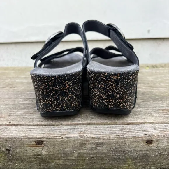 Dansko Susie Black Wedge Nubuck Leather Slide Sandals Size 36