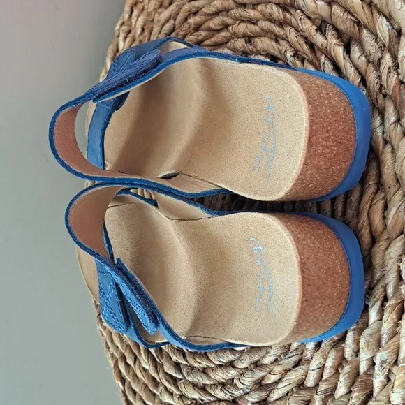 Dansko‎ Womens Maddy Blue Nubuck Wedge Slip On Sandals Adjustable EU40/US9.5-10