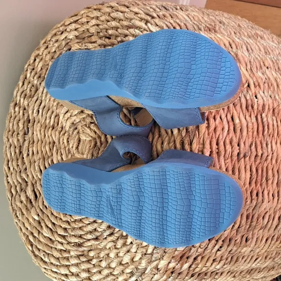 Dansko‎ Womens Maddy Blue Nubuck Wedge Slip On Sandals Adjustable EU40/US9.5-10