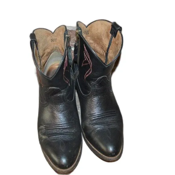 Darlin Western Boot Ariat Black Cowboy Ankle Pull-On Leather Boots Size 8.5