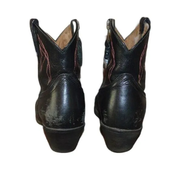 Darlin Western Boot Ariat Black Cowboy Ankle Pull-On Leather Boots Size 8.5