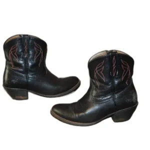 Darlin Western Boot Ariat Black Cowboy Ankle Pull-On Leather Boots Size 8.5