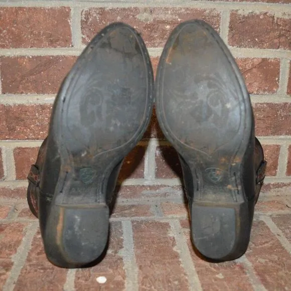 Darlin Western Boot Ariat Black Cowboy Ankle Pull-On Leather Boots Size 8.5