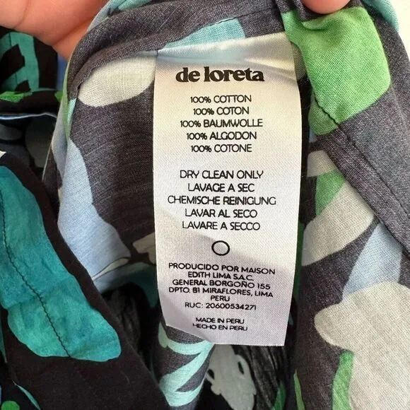 DE LORETA Tuckernuck Arcilla Azul Print Cenote Dress