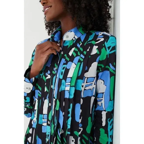 DE LORETA Tuckernuck Arcilla Azul Print Cenote Dress