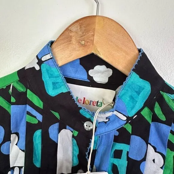 DE LORETA Tuckernuck Arcilla Azul Print Cenote Dress
