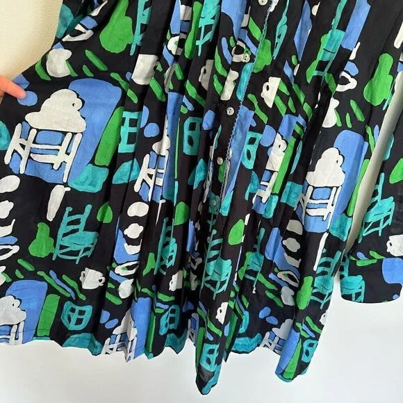 DE LORETA Tuckernuck Arcilla Azul Print Cenote Dress