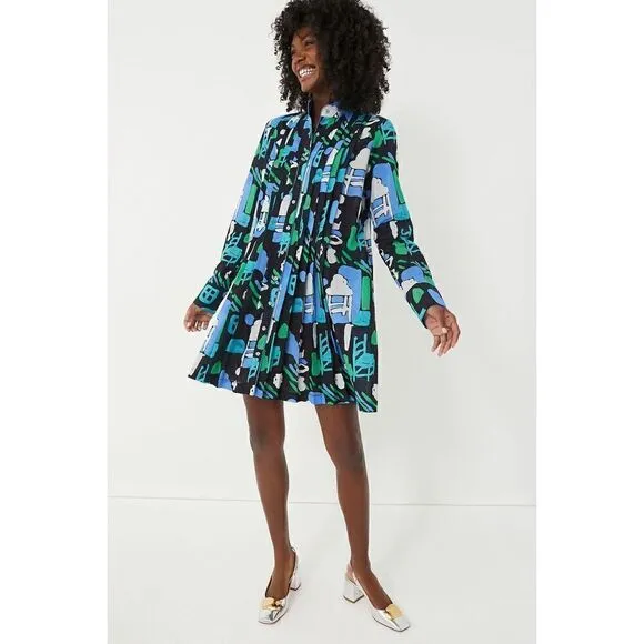DE LORETA Tuckernuck Arcilla Azul Print Cenote Dress