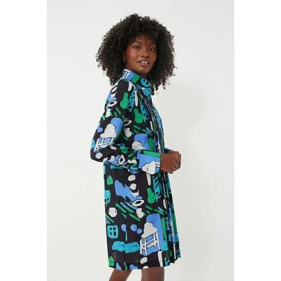DE LORETA Tuckernuck Arcilla Azul Print Cenote Dress