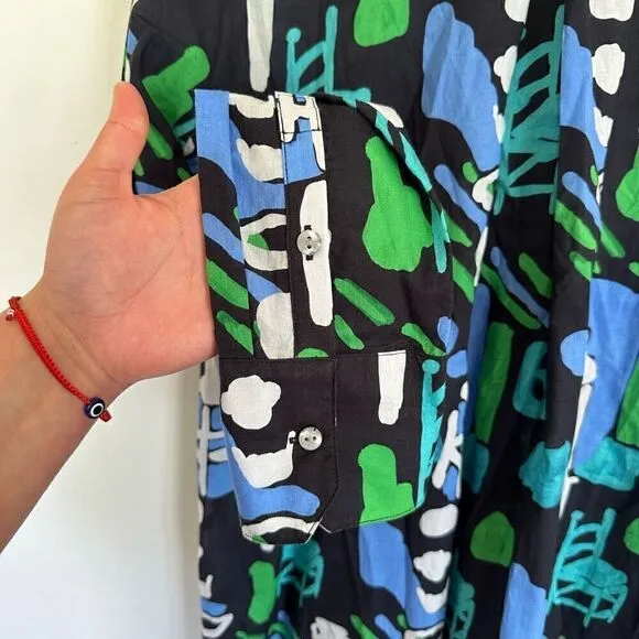 DE LORETA Tuckernuck Arcilla Azul Print Cenote Dress