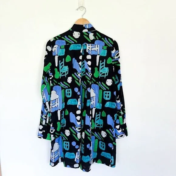 DE LORETA Tuckernuck Arcilla Azul Print Cenote Dress