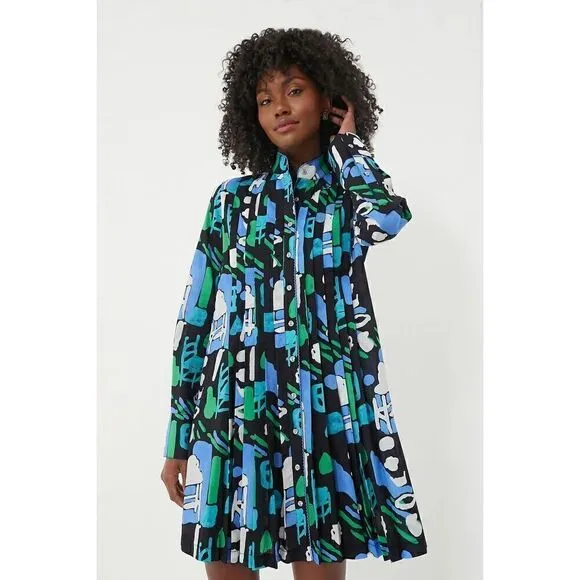 DE LORETA Tuckernuck Arcilla Azul Print Cenote Dress