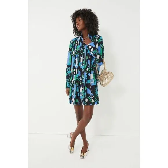 DE LORETA Tuckernuck Arcilla Azul Print Cenote Dress