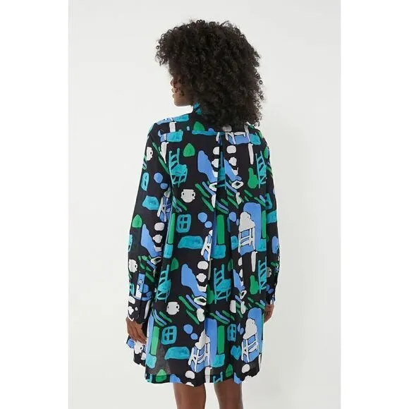 DE LORETA Tuckernuck Arcilla Azul Print Cenote Dress