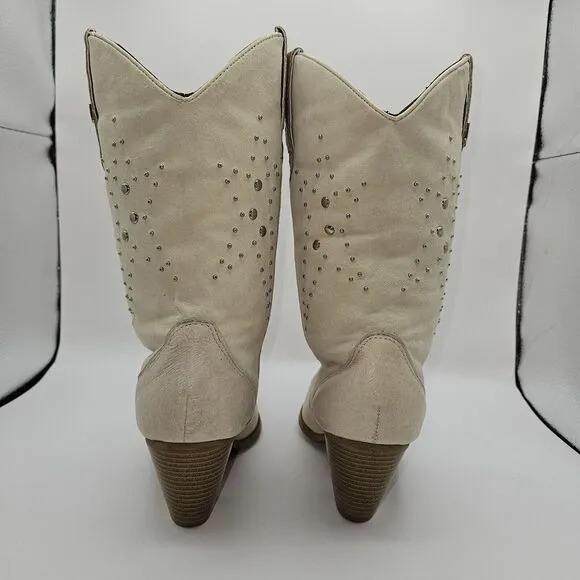 Dingo Boots Women's‎ 7.5 Beige Leather Star Stud Cowgirl Country Western