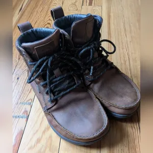 Distressed Brown Leather Ankle Boots with Rubber Sole