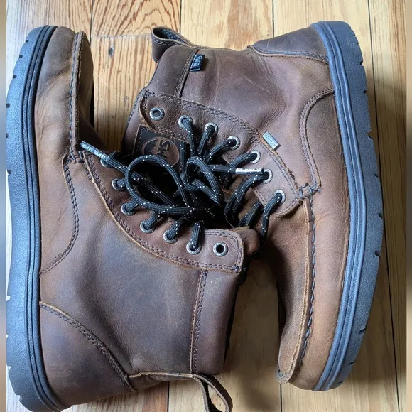 Distressed Brown Leather Ankle Boots with Rubber Sole