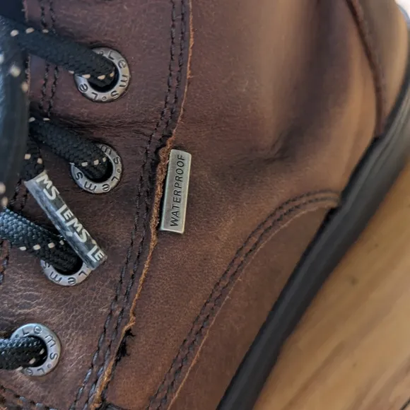 Distressed Brown Leather Ankle Boots with Rubber Sole