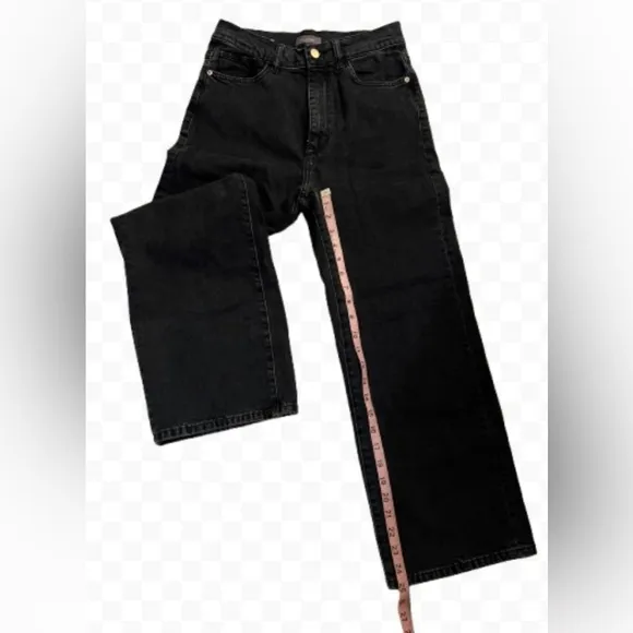 DL1961 Vintage High Rise Hepburn Wide Leg Classic Black Zipper Fly Jeans Sz 26