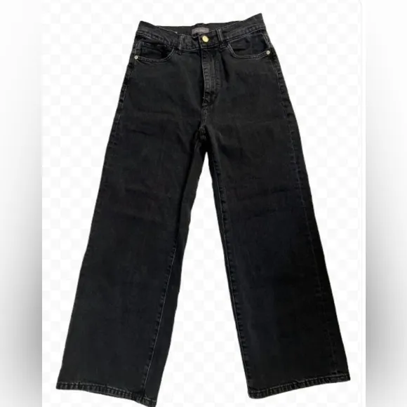 DL1961 Vintage High Rise Hepburn Wide Leg Classic Black Zipper Fly Jeans Sz 26