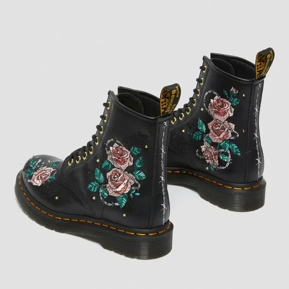 DOC MARTENS 1460 VONDA Chain Black Women’s FLORAL LEATHER LACE UP BOOT NIB 7