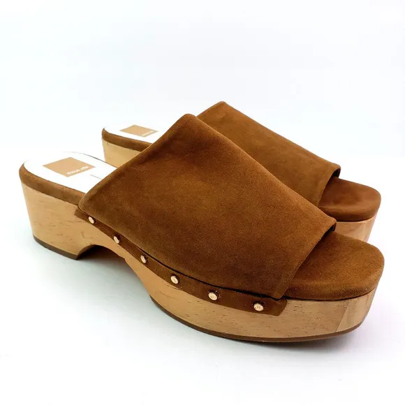 Dolce Vita Dorado Womens Size 10 Saddle Suede Platform Mule Clog Slide Sandals